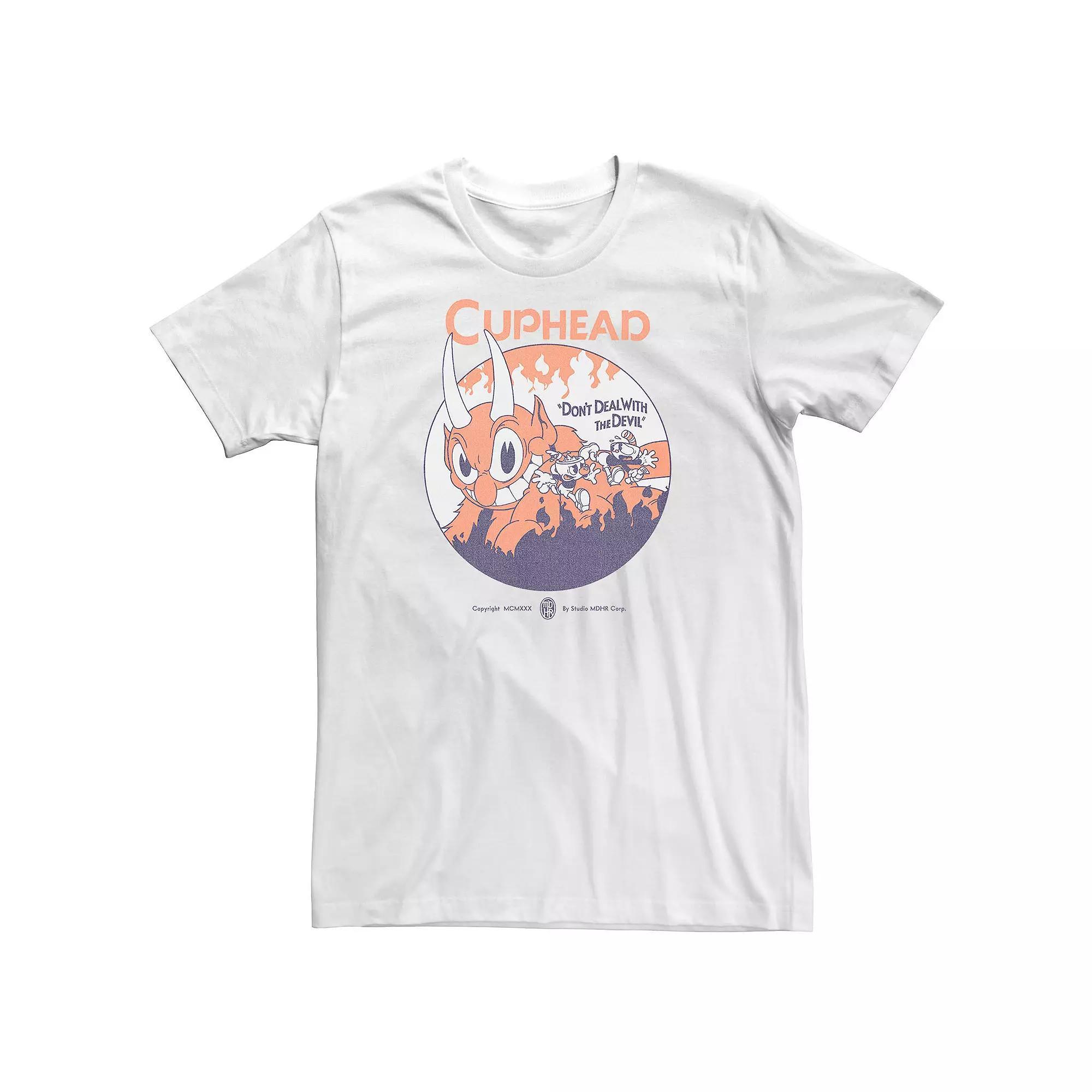 Big & Tall Cuphead and Mugman The Devil Boss Level Tee, Men's, Size: XL Tall, White Product Image