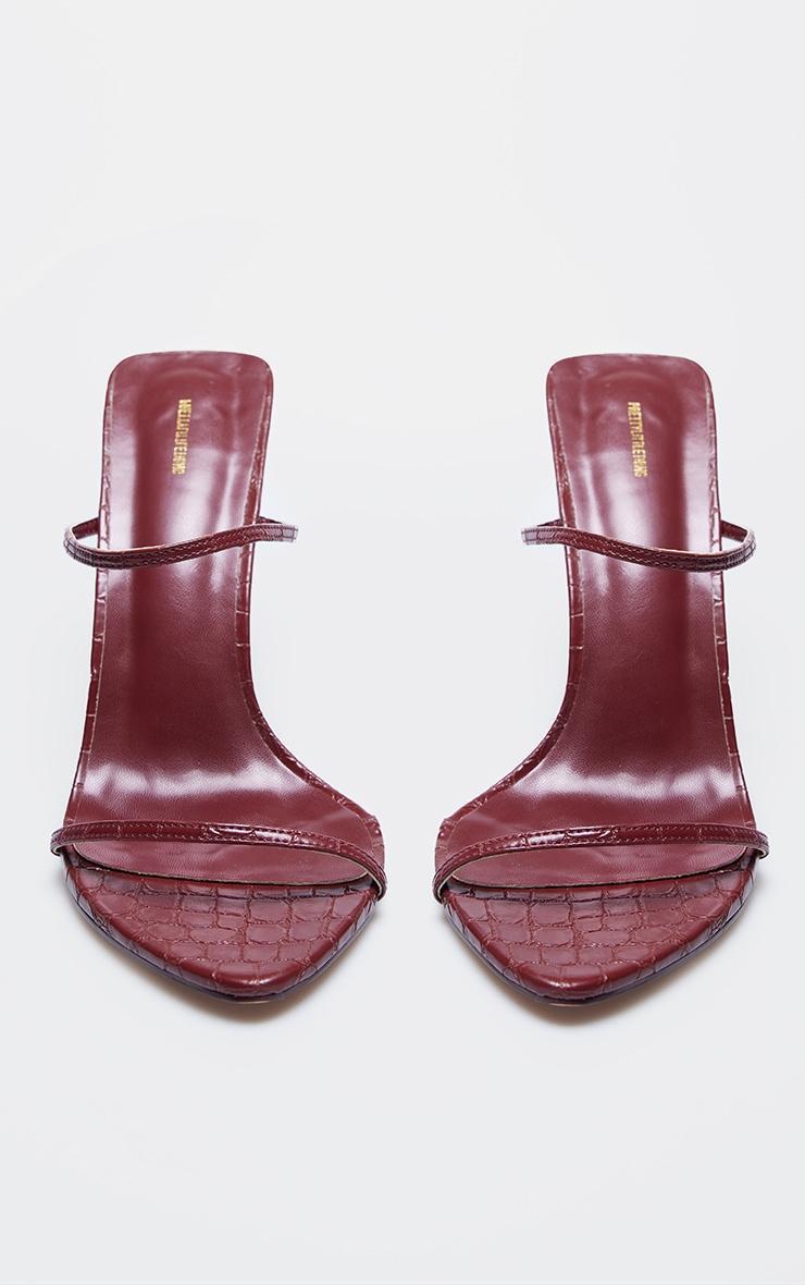 PLT Label Burgundy Croc Faux Leather Barely There Point Toe High Heels Product Image