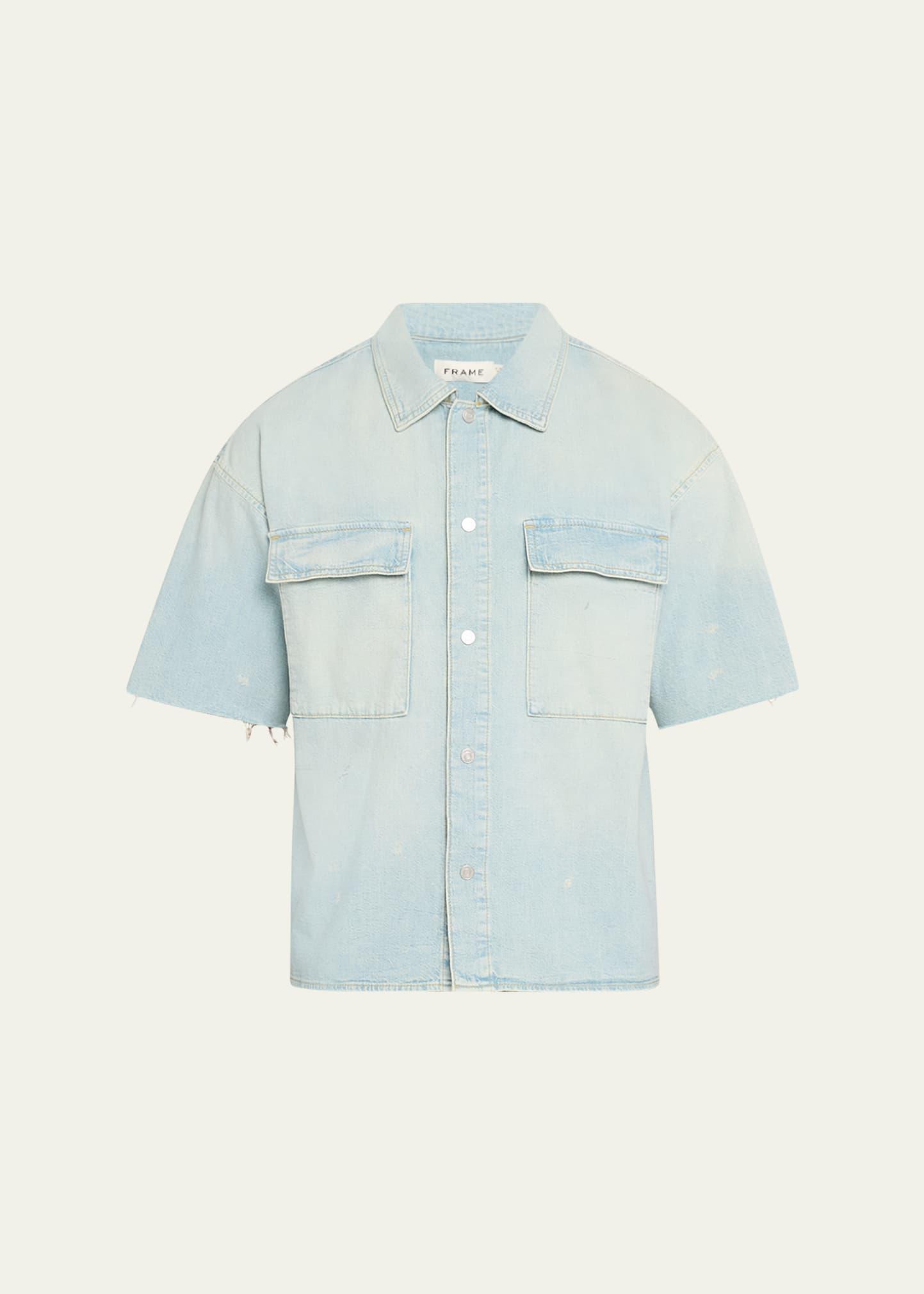 Mens Relaxed Denim Button-Down Shirt Product Image