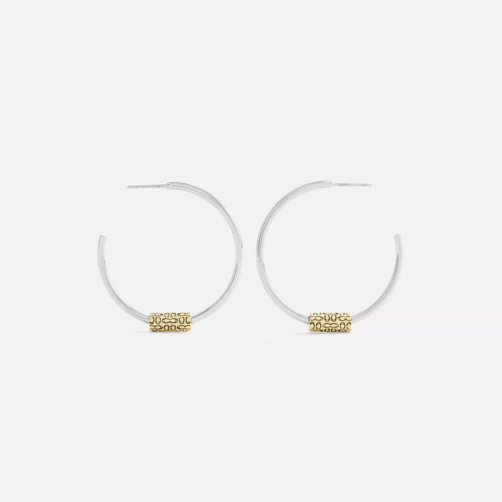 Quilted Signature Bead Large Hoop Earrings Product Image