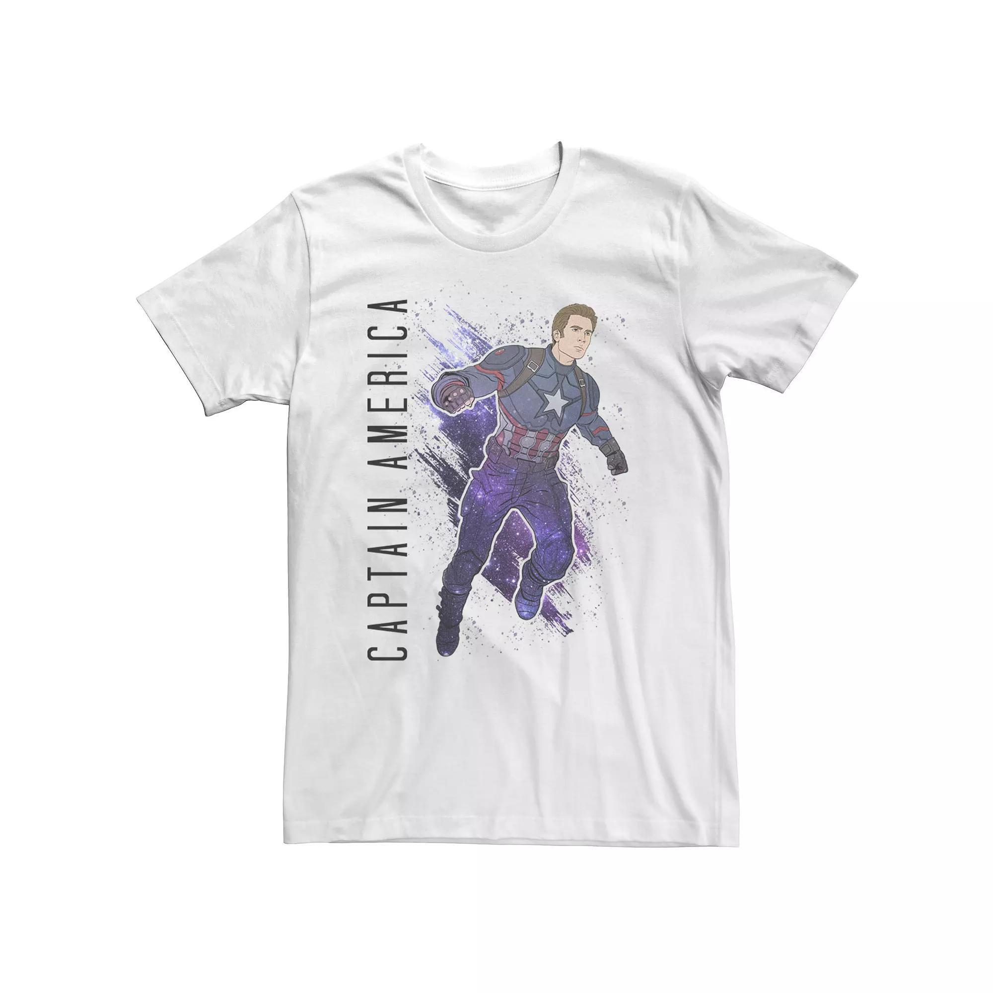 Big & Tall Marvel Avengers Endgame Captain America Galaxy Painted Tee, Men's, Size: 3XL Tall, Athletic Grey Product Image
