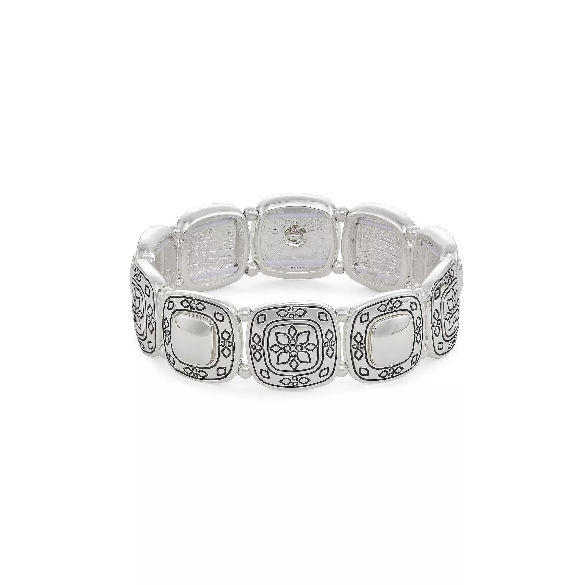 Napier Silver Tone West Stretch Bracelet, Womens Product Image