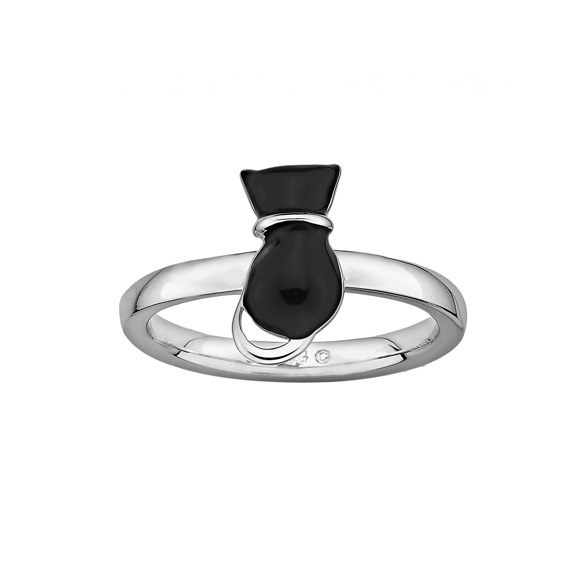 Stacks & Stones Sterling Silver Cat Stack Ring, Women's, Size: 10, Black Product Image