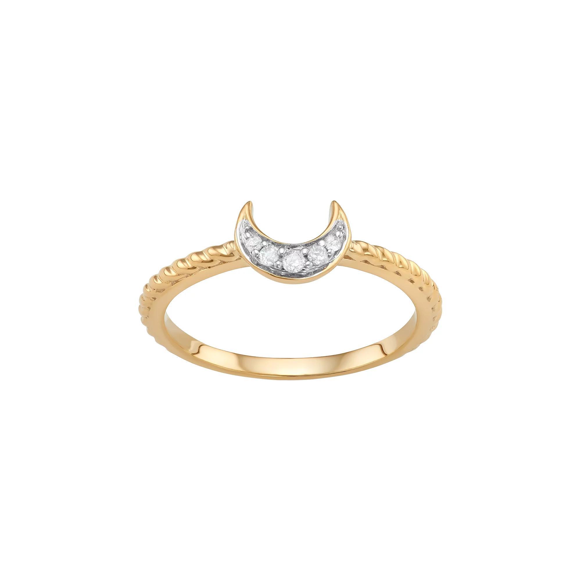 Jewelexcess Sterling Silver Diamond Accent Half Moon Ring, Women's, Size: 8, Rose Gold Tone Product Image