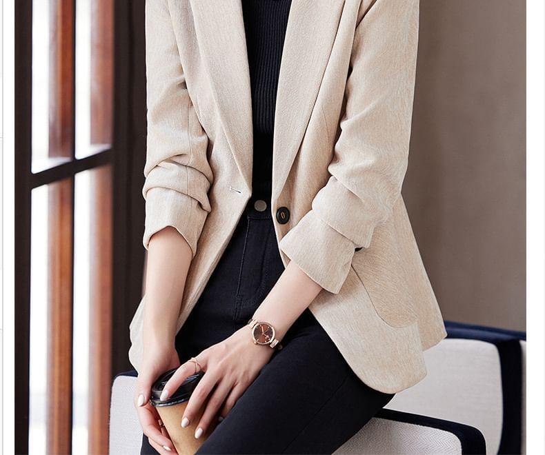 Lapel Collar Plain Single Breasted Blazer Product Image