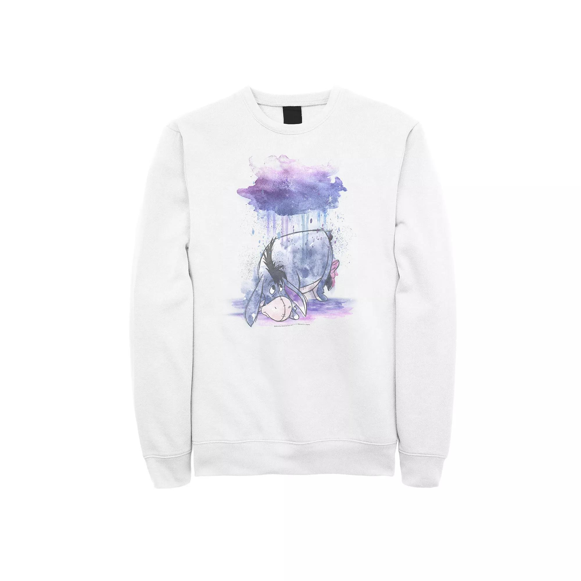 Disney's Winnie The Pooh Eeyore Watercolor Rain Cloud Men's Sweatshirt, Size: XL, White Product Image