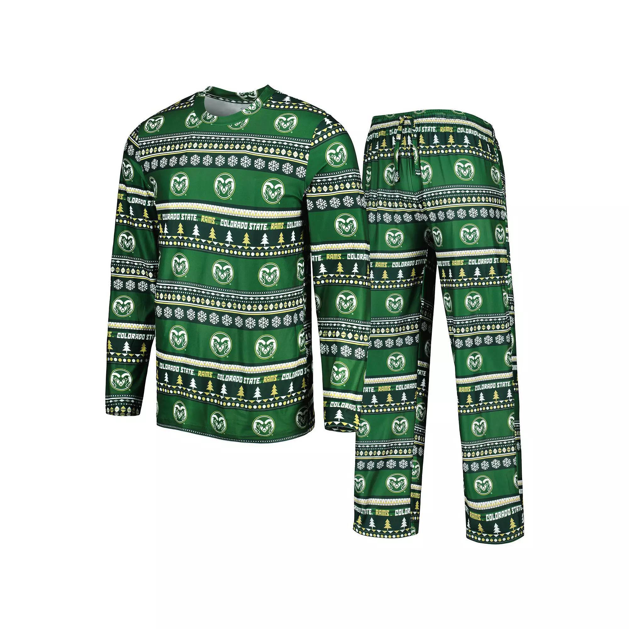 Men's Concepts Sport Green Colorado State Rams Swivel Long Sleeve T-Shirt & Pants Sleep Set, Size: Large Product Image