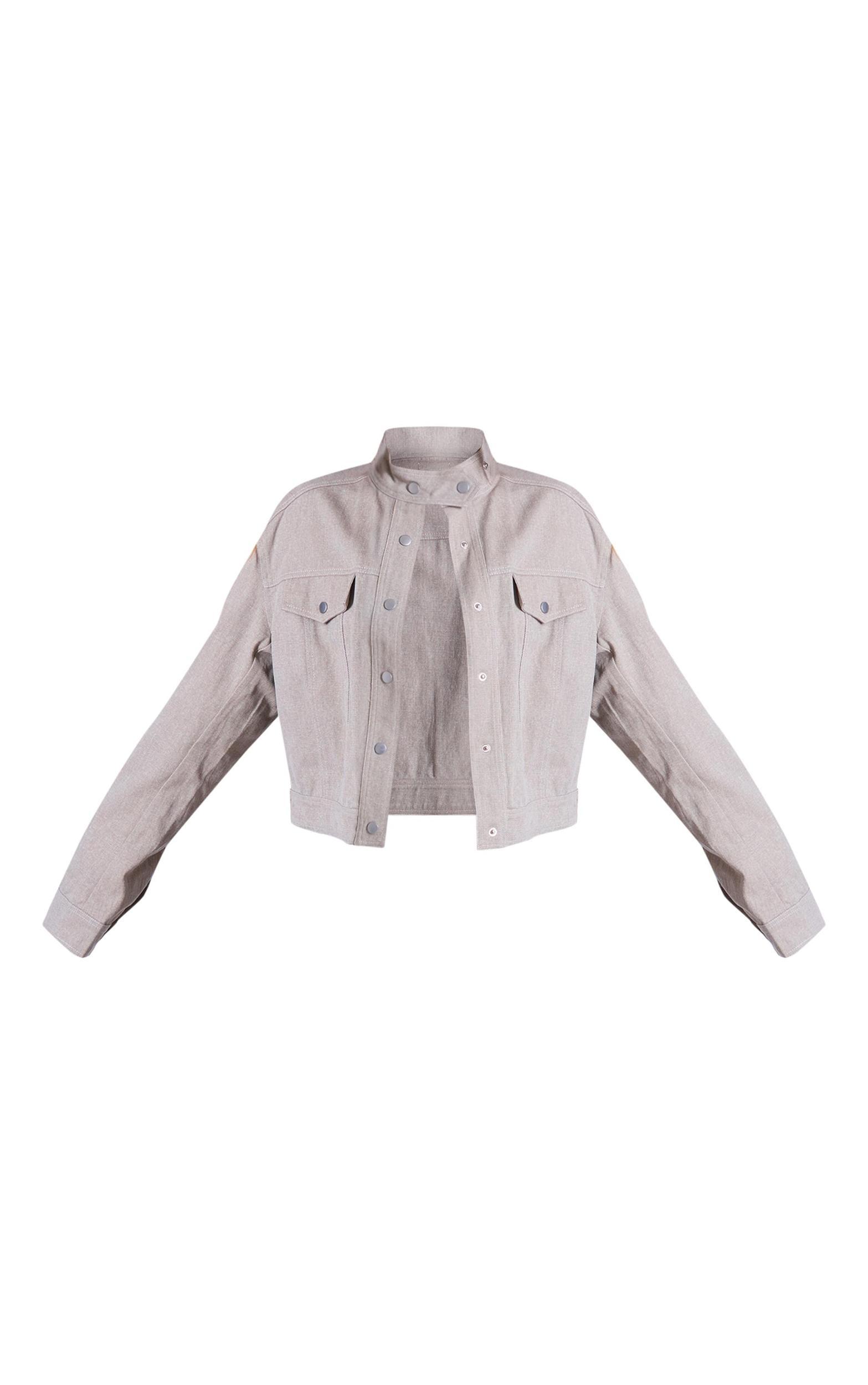 Light Grey Regular Fit Denim Jacket Product Image