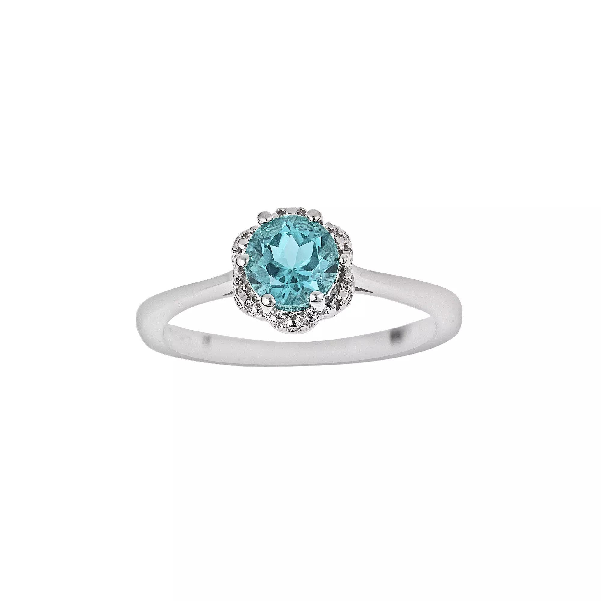 Celebration Gems Sterling Silver White Topaz Scalloped Frame Ring, Women's, Size: 9 Product Image