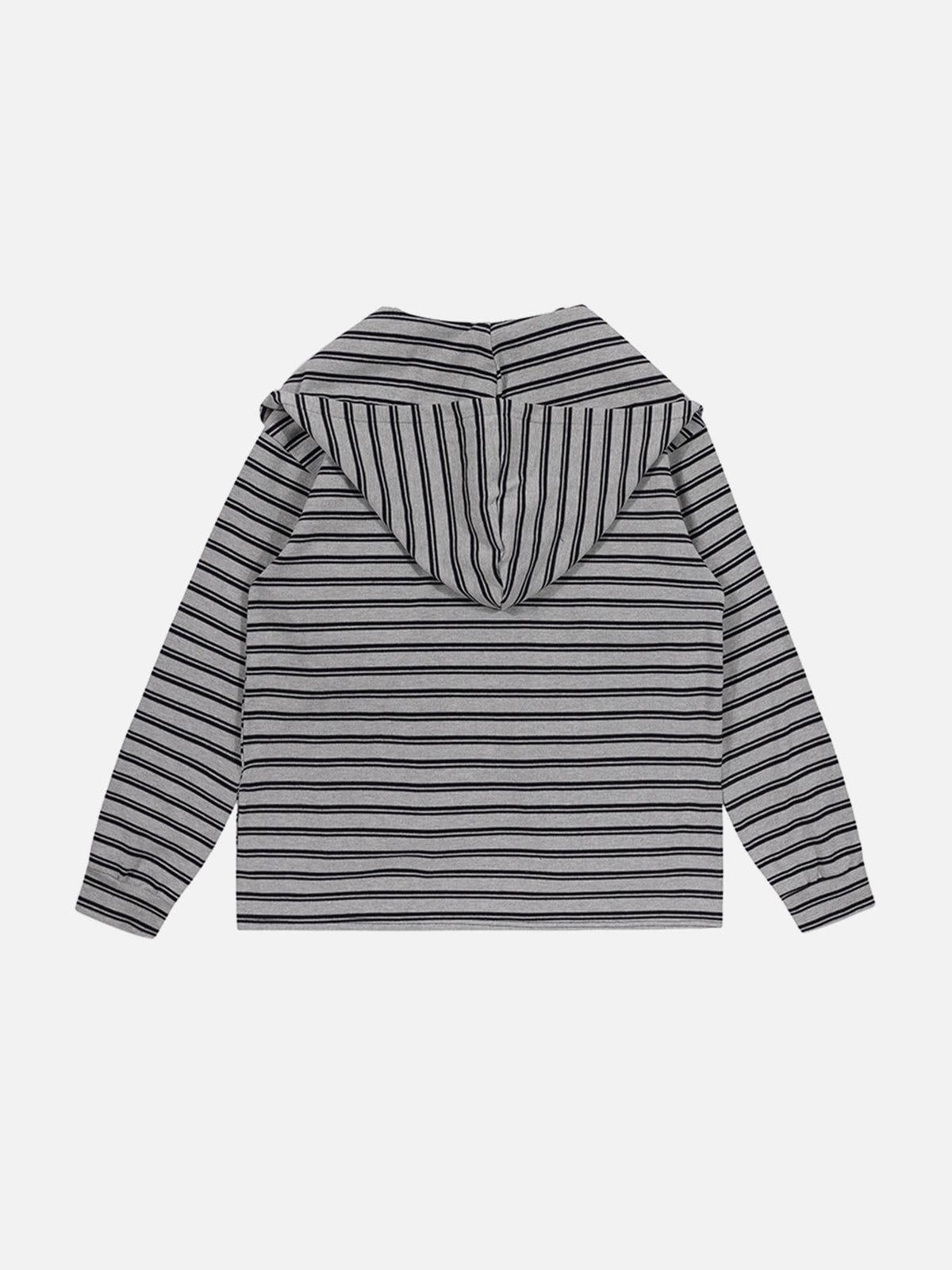 Aelfric Eden Stripe Patchwork Hooded Long Sleeve Tee Product Image