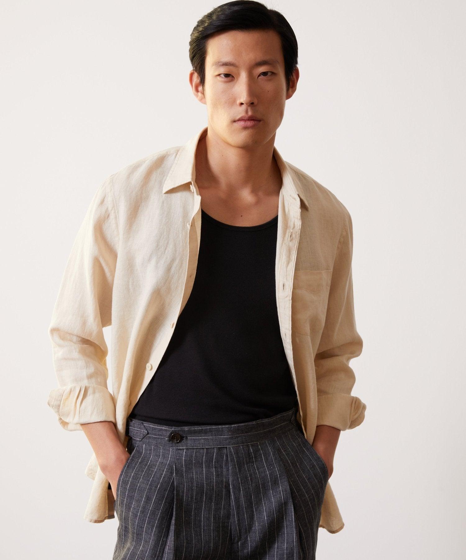 Sea Soft Irish Linen Point Collar Shirt Product Image