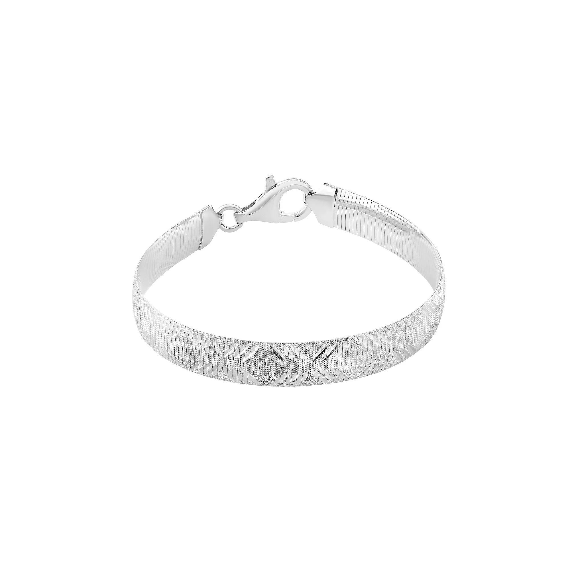 Athra NJ Inc Sterling Silver Textured Omega Bracelet, Women's, Size: 7.25" Product Image