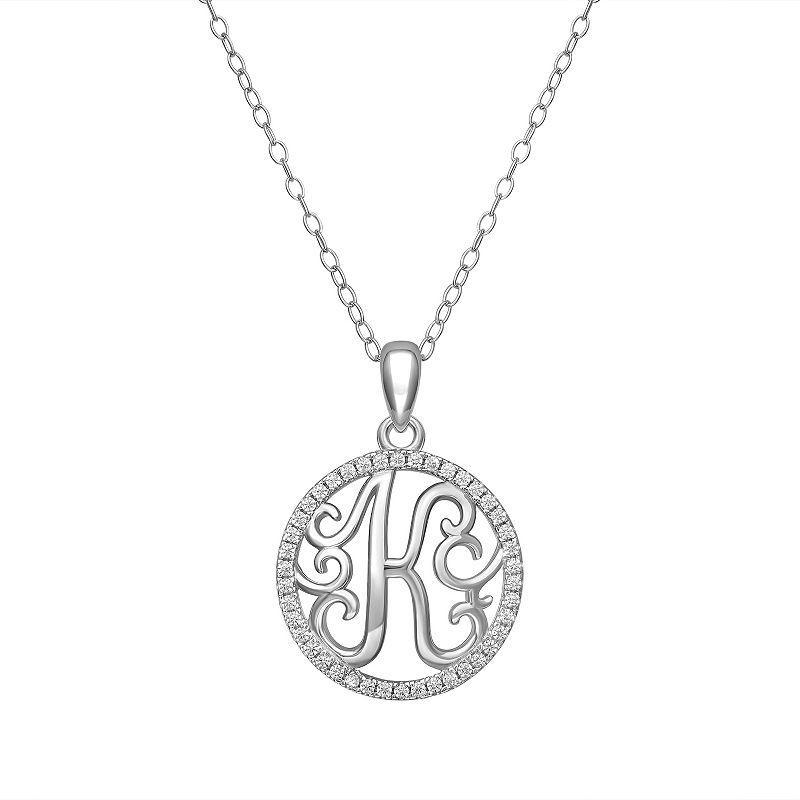 PRIMROSE Sterling Silver Cubic Zirconia Initial Pendant Necklace, Women's, Size: 18" Product Image