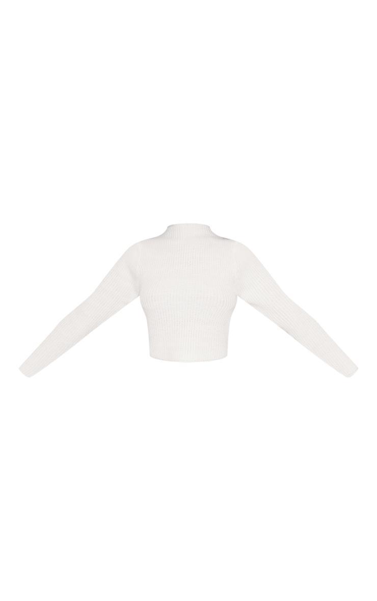 Petite White High Neck Cropped Sweater Product Image