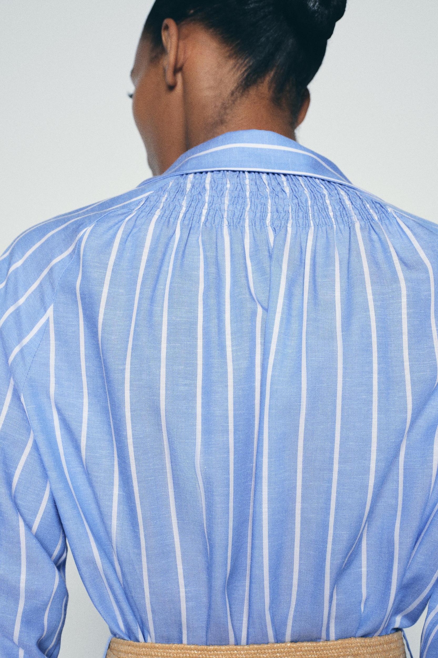 STRIPED BELTED SHIRT DRESS Product Image