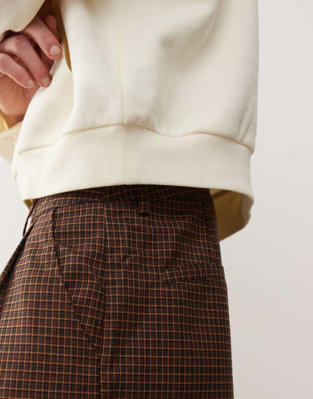 COLLUSION wide leg baggy tailored pants in rust check Product Image