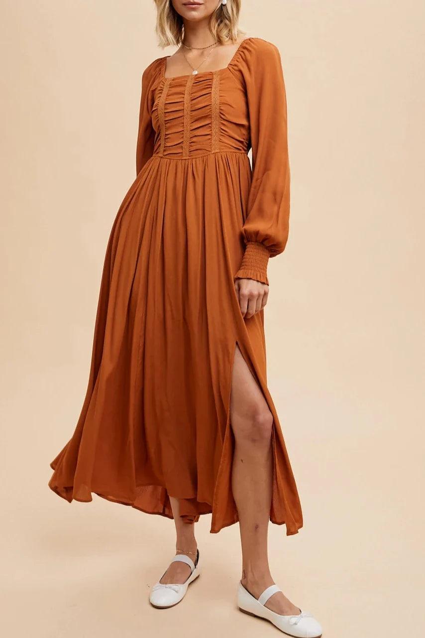 Rust Ruched Maxi" Product Image