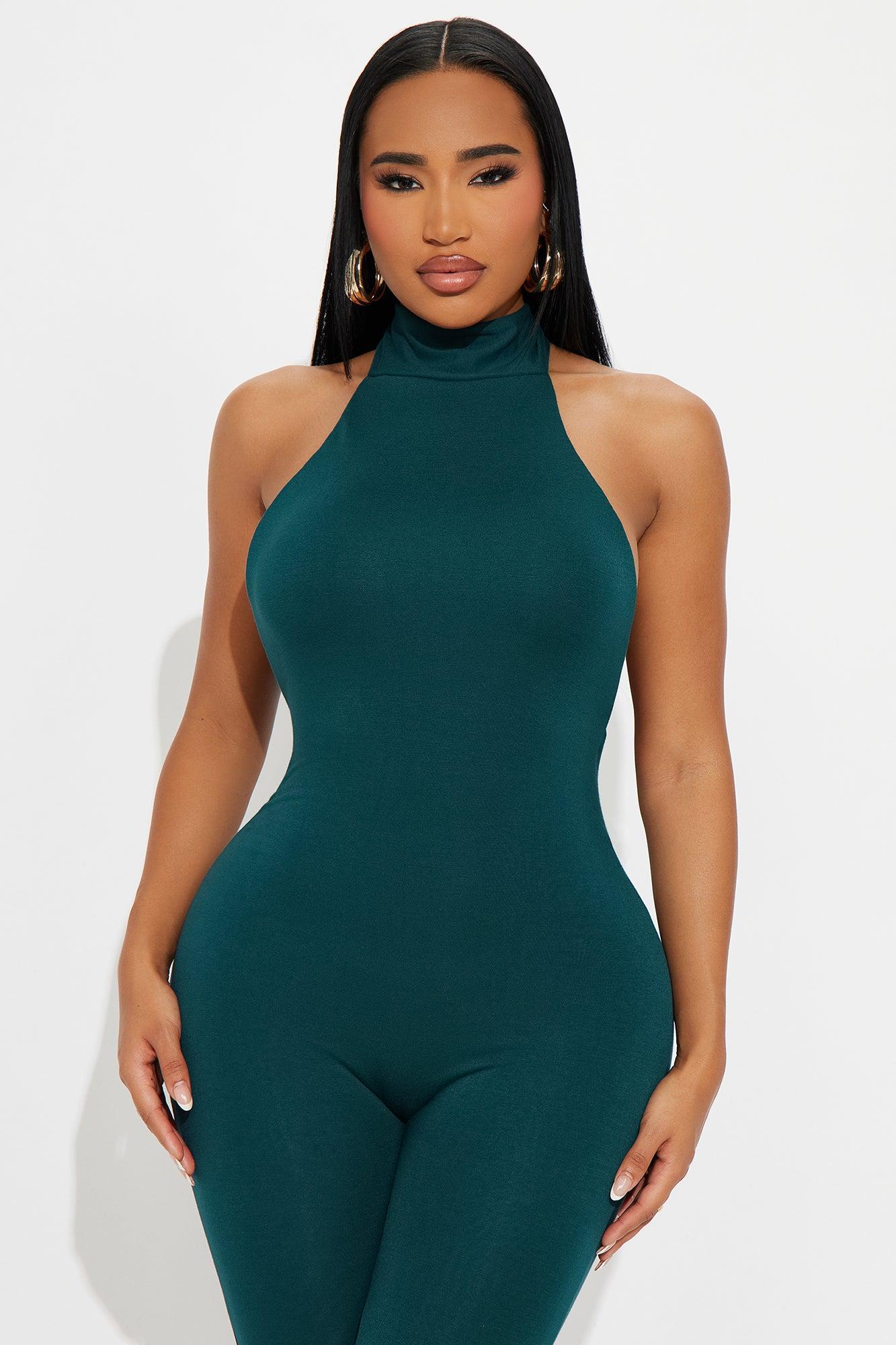 Cleo Double Lined Halter Jumpsuit - Hunter Product Image