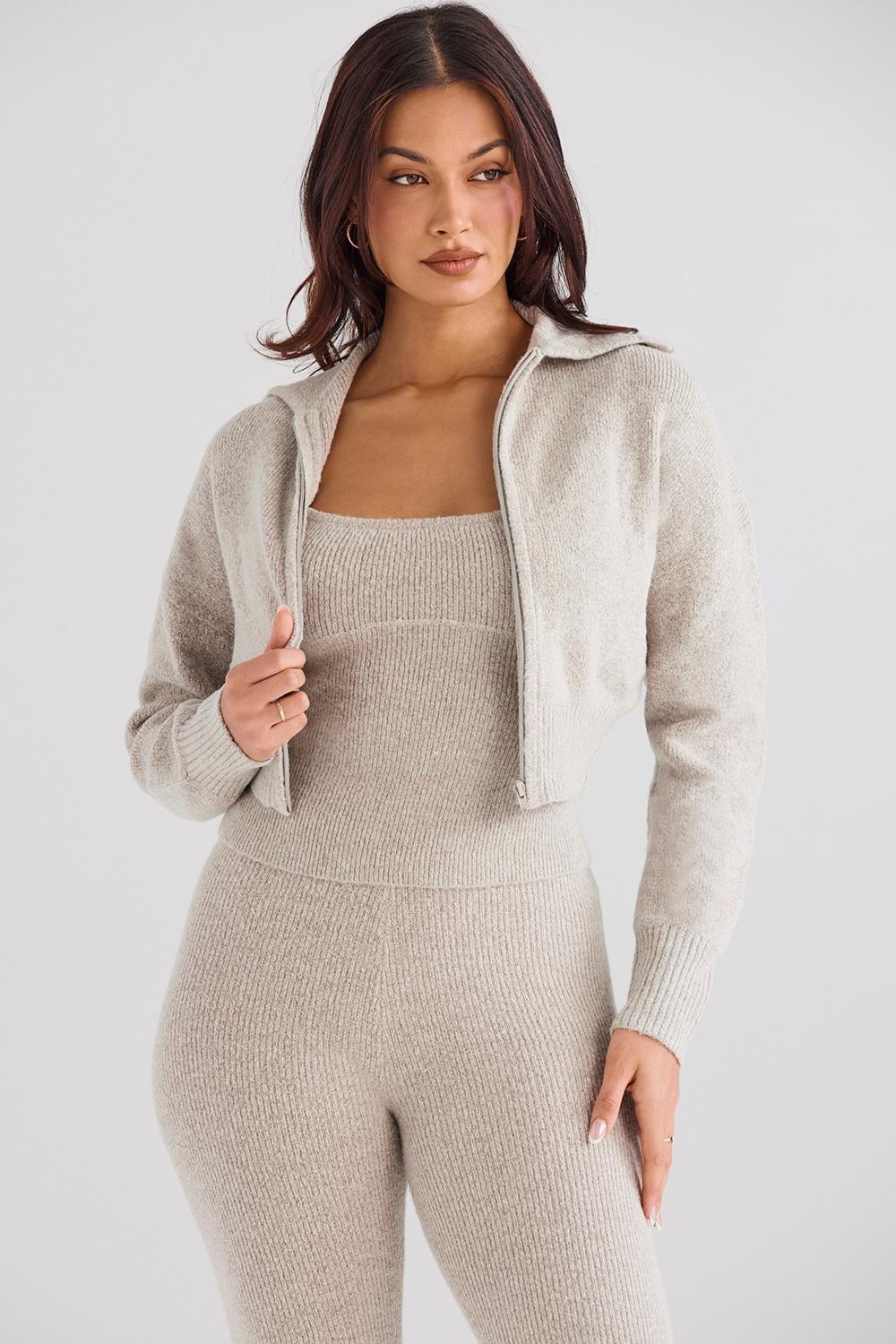 Blaise Opal Marl Knit Cropped Cardigan Product Image