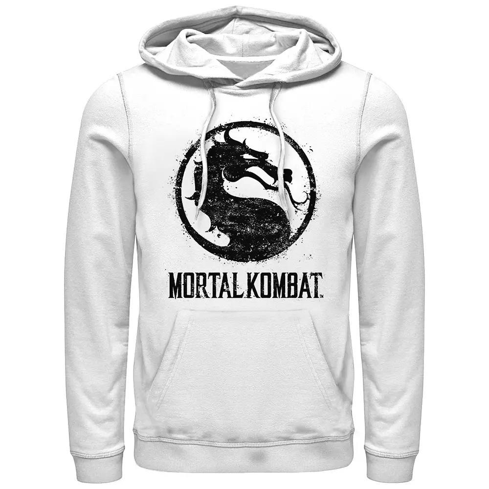 Men's Mortal Kombat Splatter Logo Graphic Hoodie, Size: XXL, White Product Image