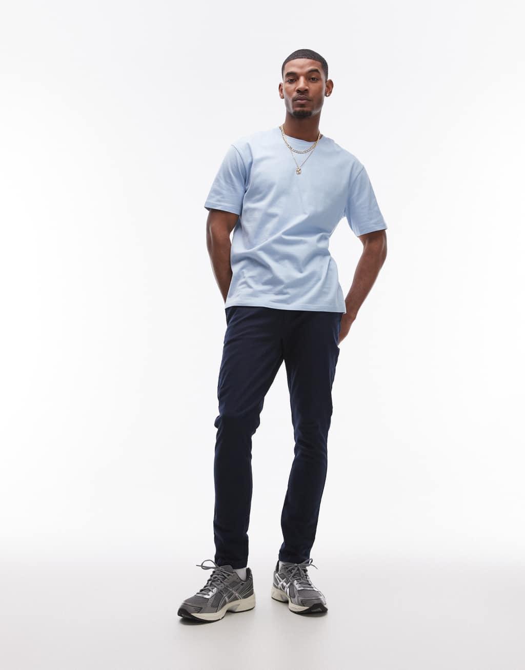 Topman skinny chino pants in navy Product Image