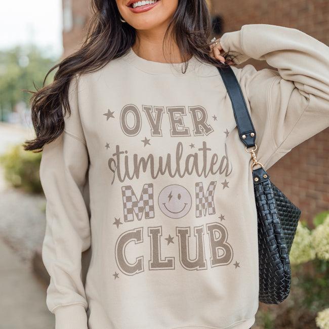 Over Stimulated Mom Club Cream Graphic Sweatshirt Product Image