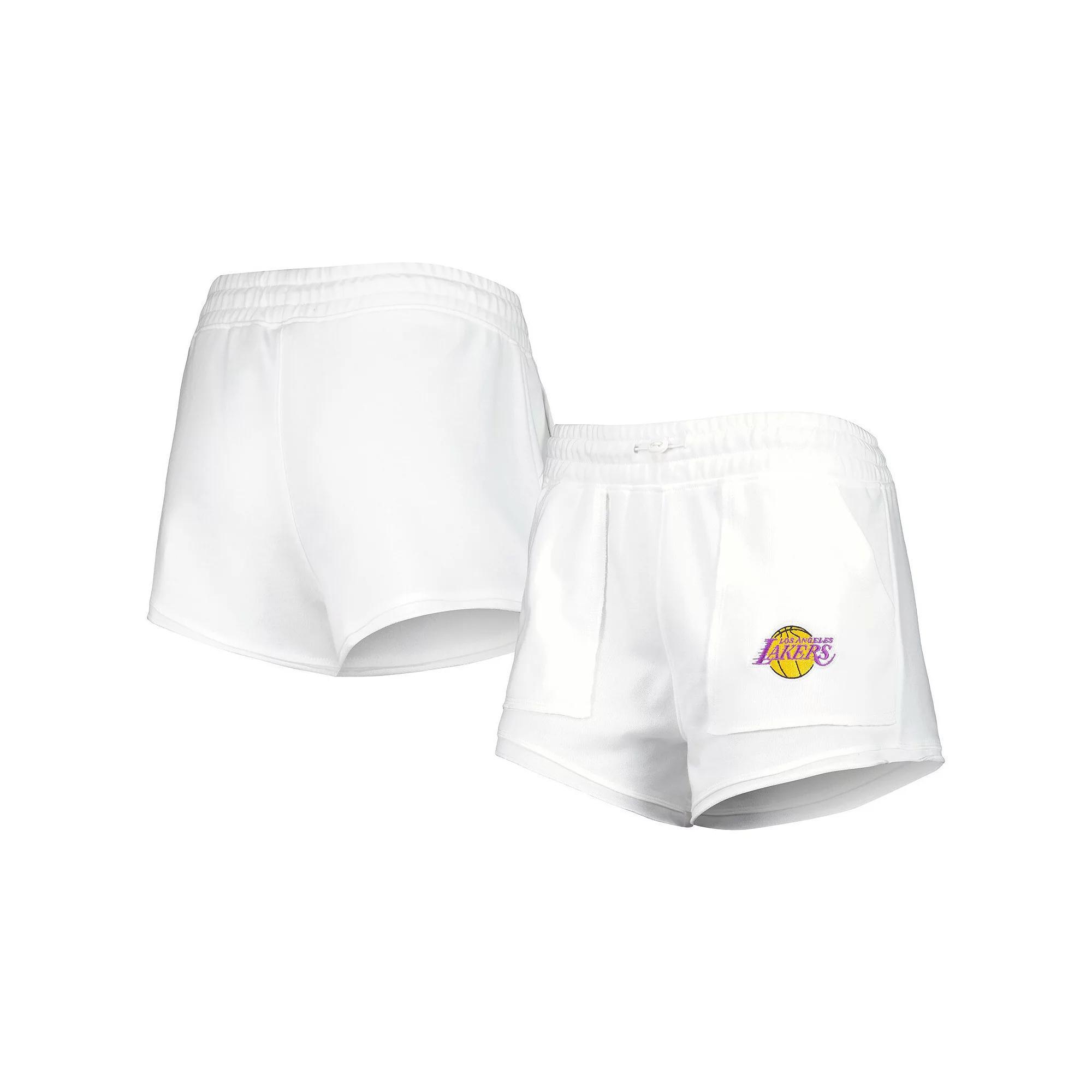 Women's Concepts Sport  White Los Angeles Lakers Sunray Shorts, Size: Medium Product Image