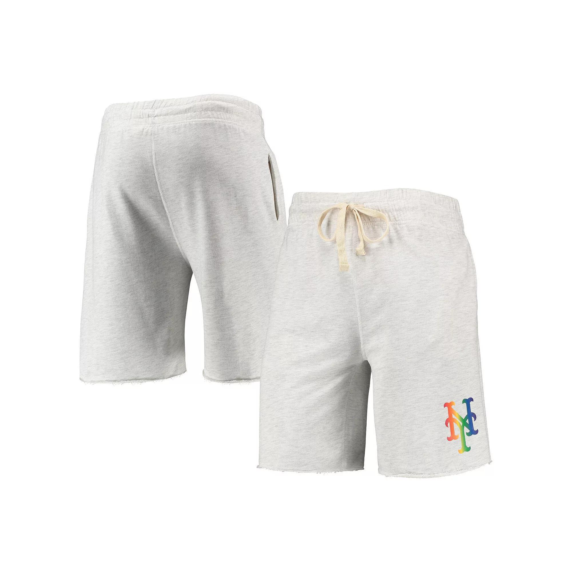 Men's Concepts Sport Oatmeal New York Mets Mainstream Logo Terry Tri-Blend Shorts, Size: Medium, Team Product Image