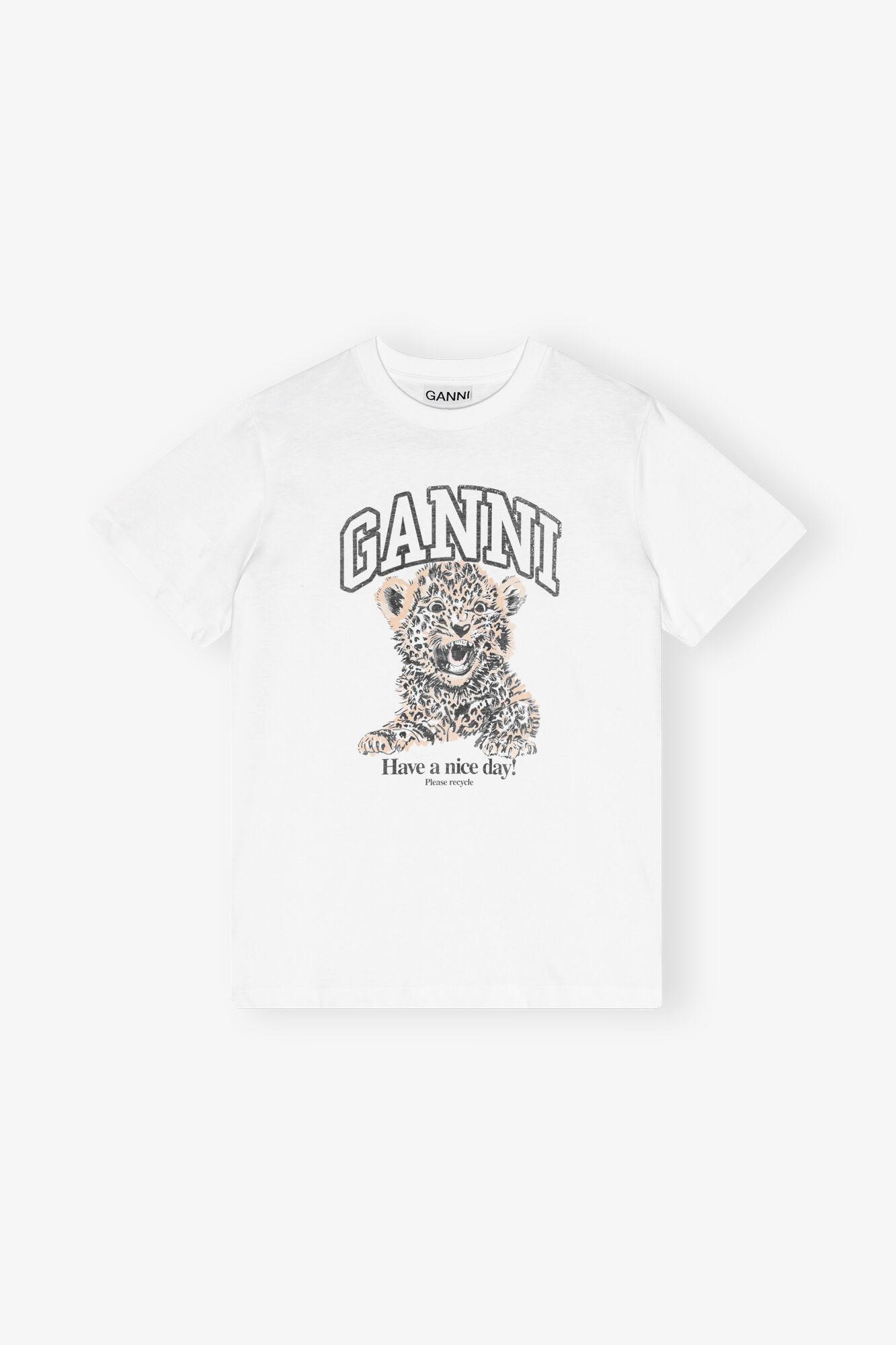 White Basic Jersey Leopard Relaxed T-shirt Product Image