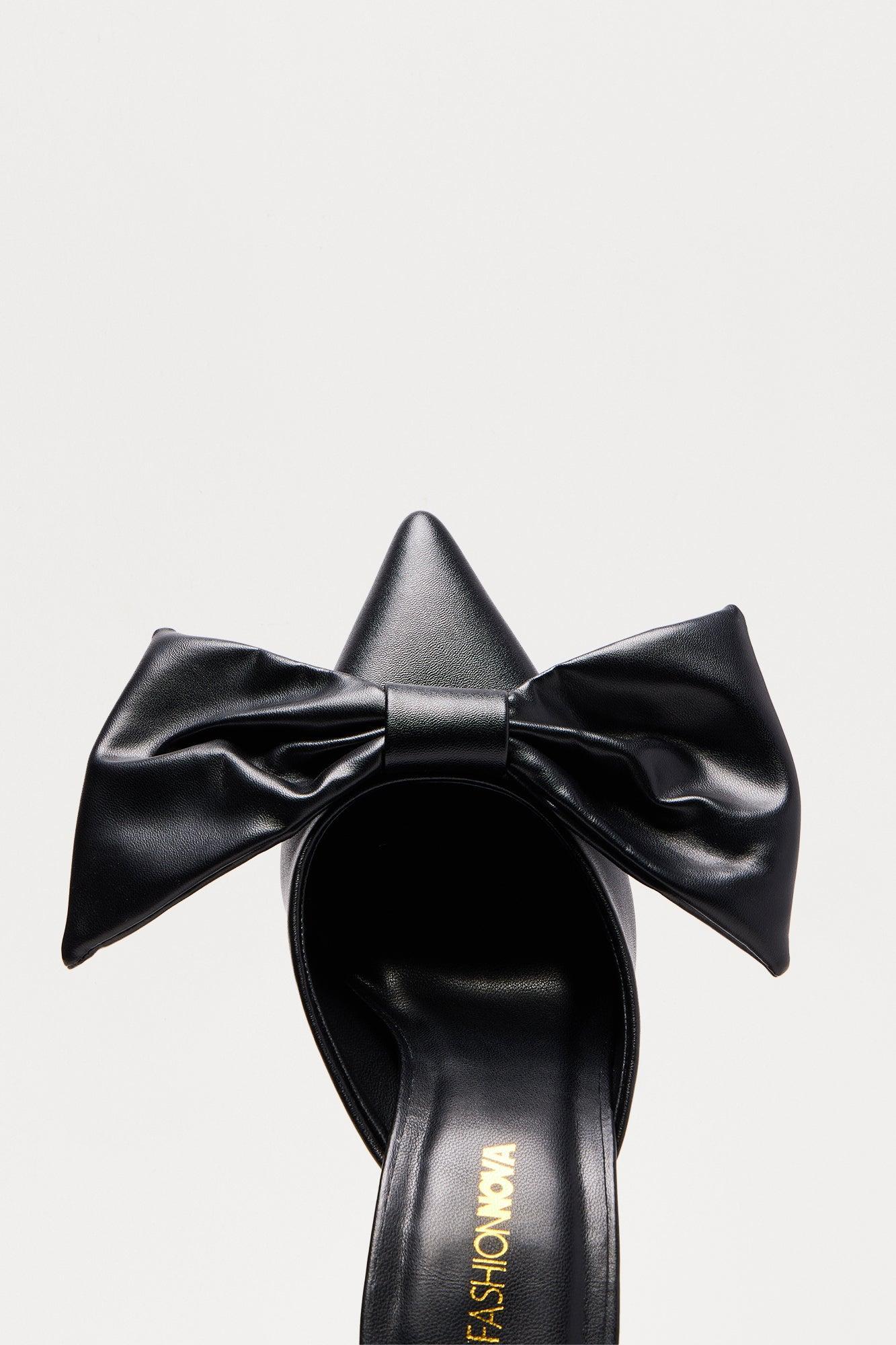 Jodina Bow Mule Pumps - Black Product Image