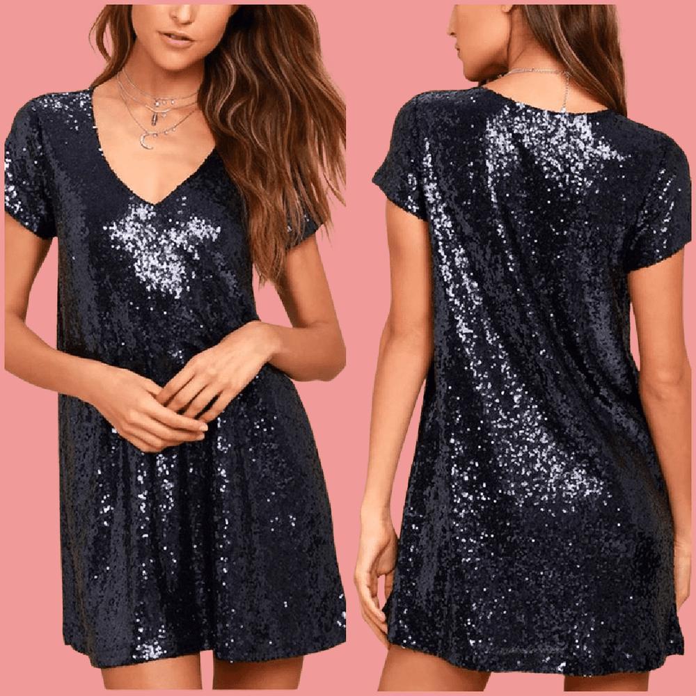 Light Up Sequins Shift Dress 2 Colors Product Image