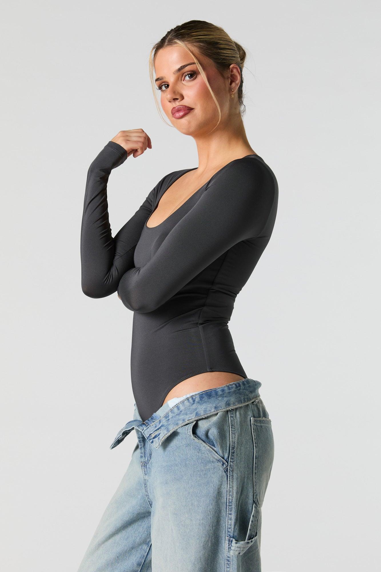 Scoop Neck Long Sleeve Bodysuit Female Product Image