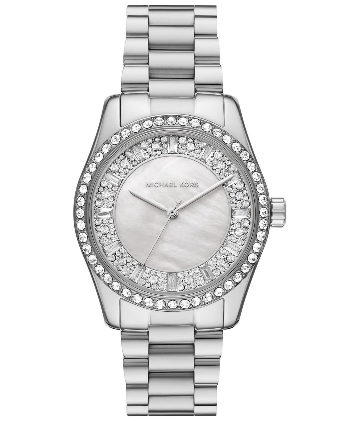 Michael Kors Womens Lexington Three-Hand Black Leather Strap Watch Product Image