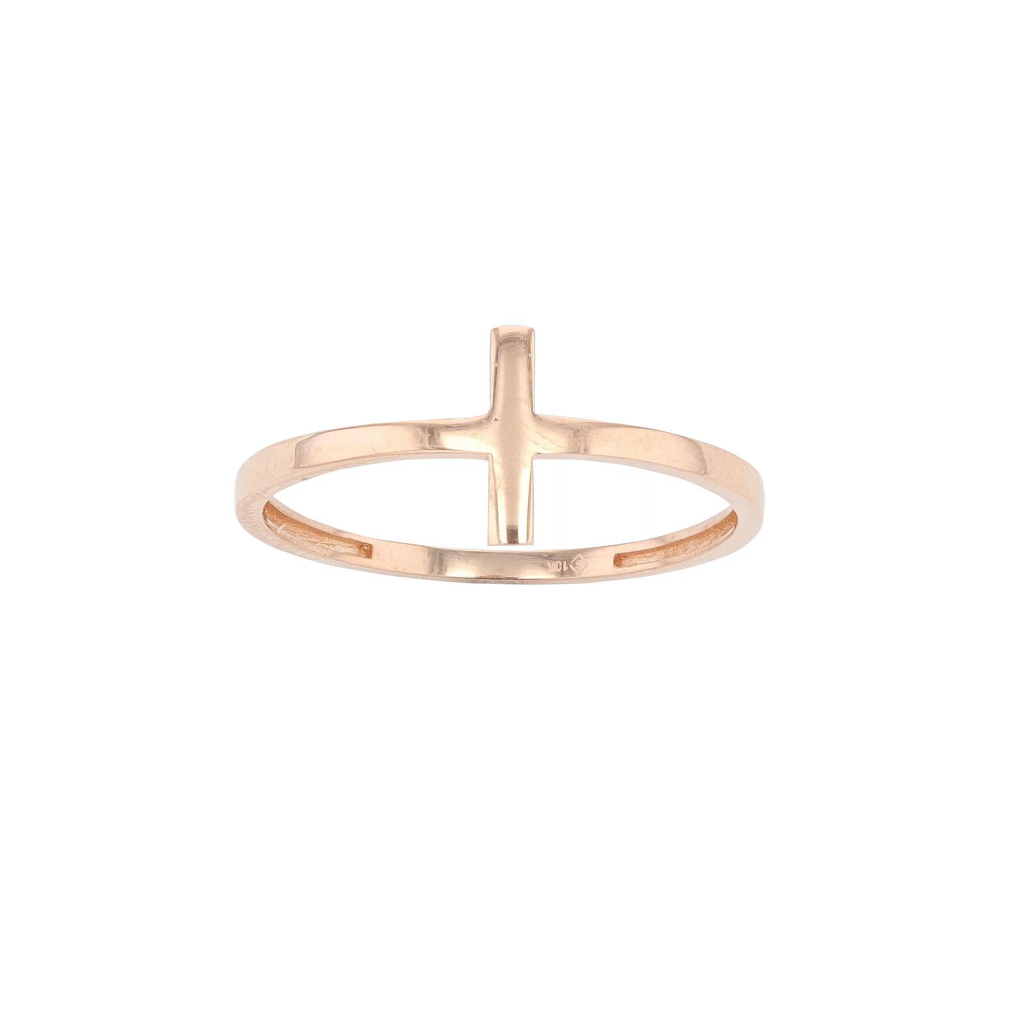 Au Naturale 10k Gold Cross Ring, Womens 10k Pink Product Image