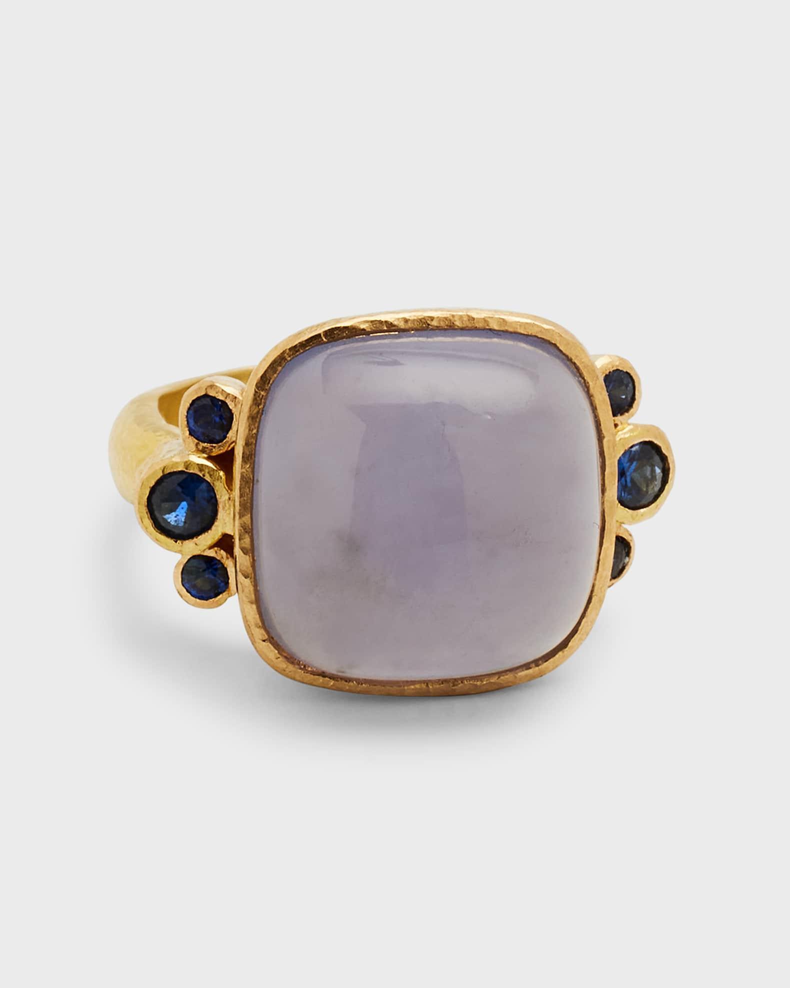 14mm Blue Chalcedony Cushion Ring, Size 6.5 Product Image