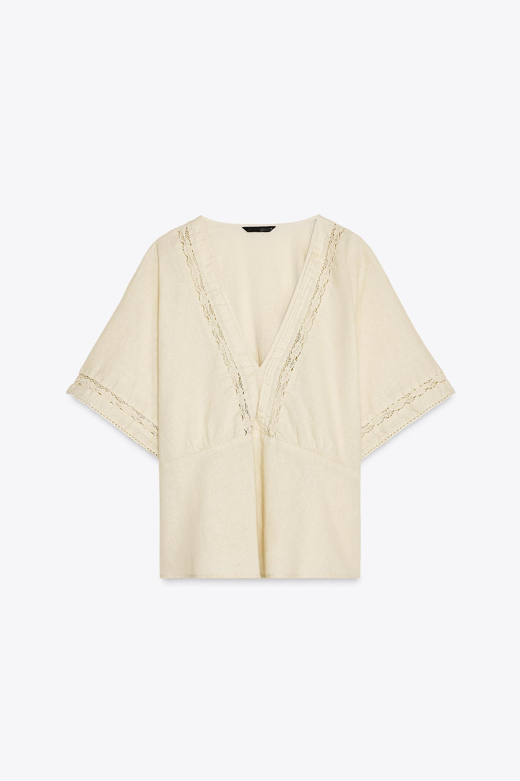 LINEN TOP WITH LACE DETAILS Product Image