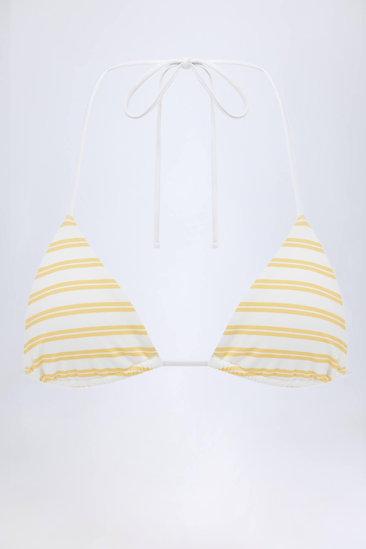 Triangle Bikini Top in Lemon Yellow Double Stripe Product Image