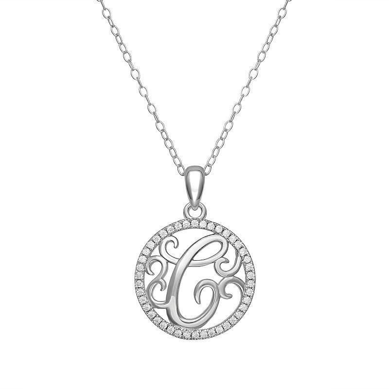 PRIMROSE Sterling Silver Cubic Zirconia Initial Pendant Necklace, Women's, Size: 18" Product Image