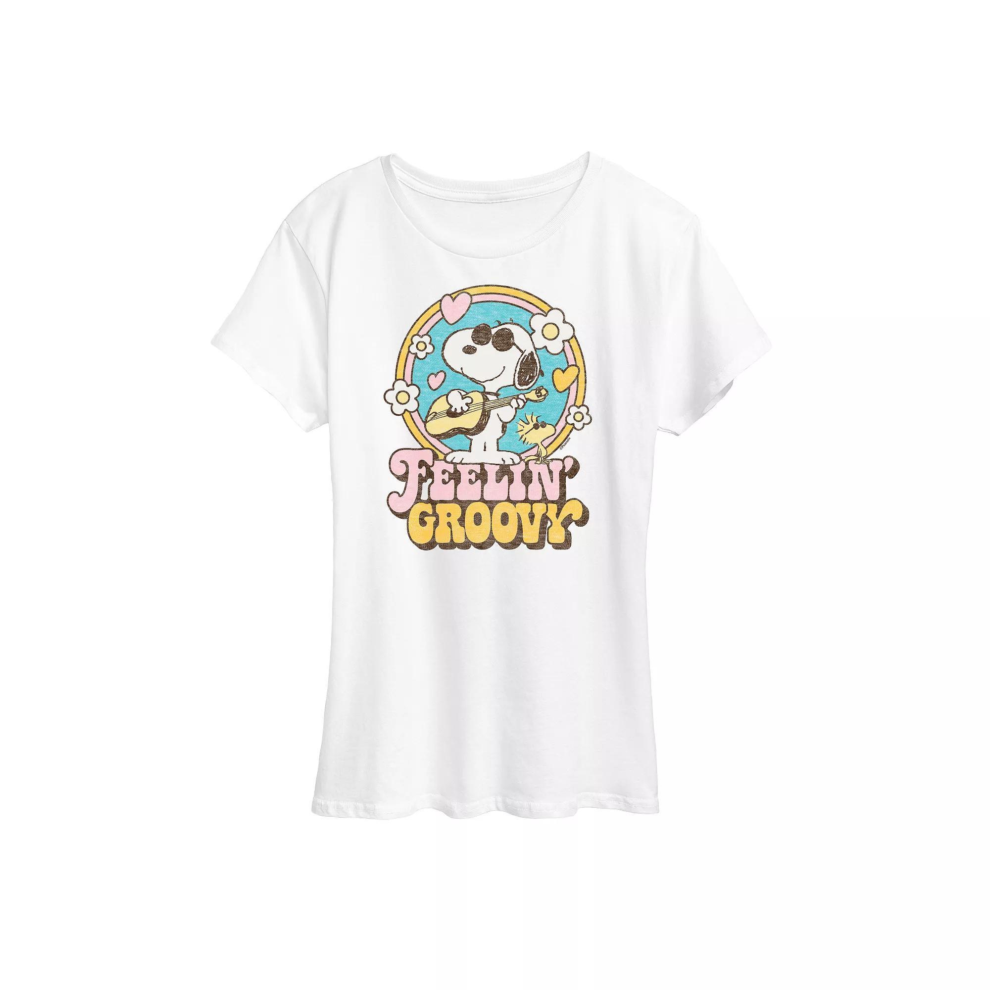 Womens Peanuts Snoopy Feelin Groovy Graphic Tee Product Image