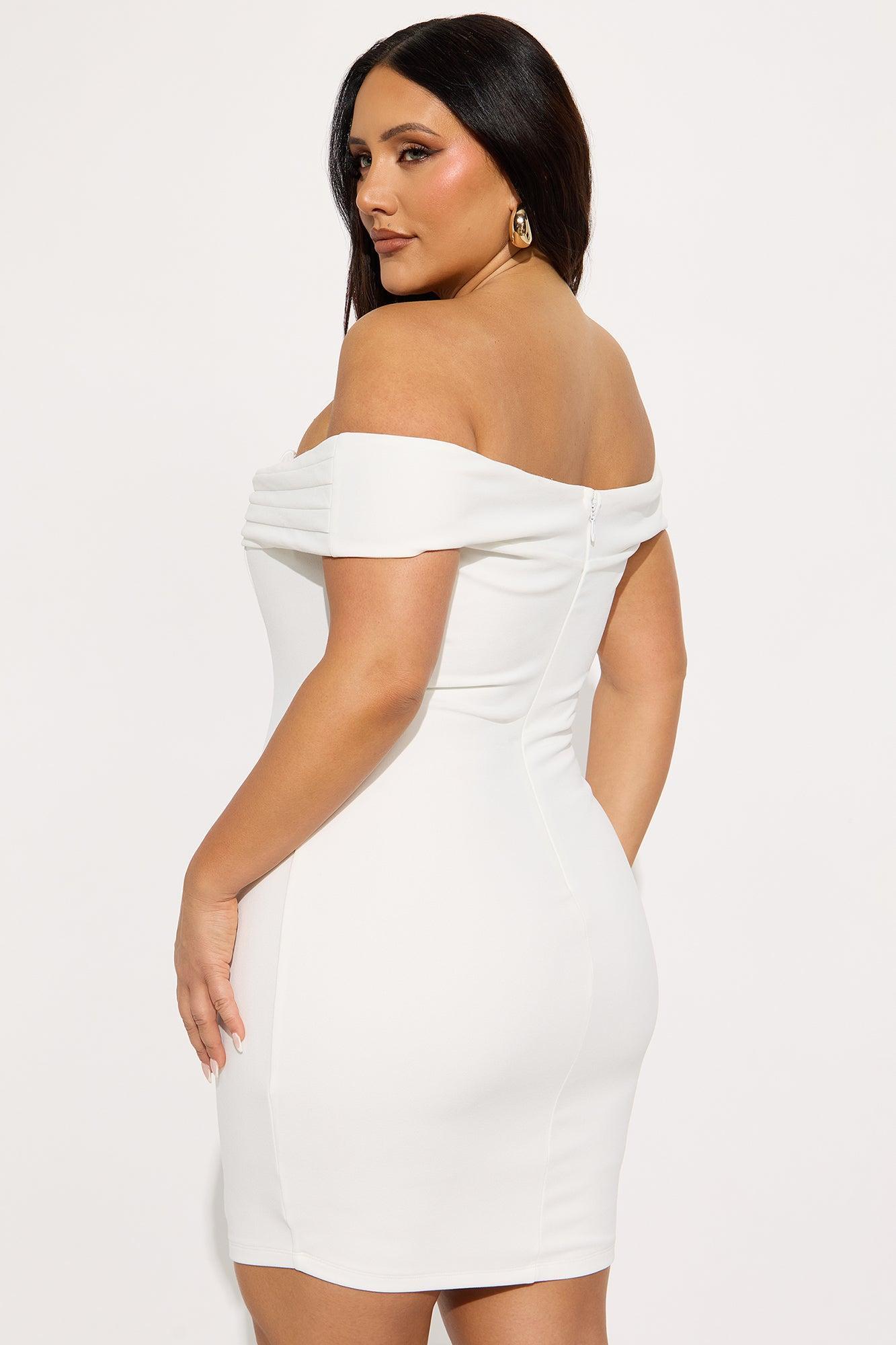 Ashley Off Shoulder Mini Dress - White Product Image