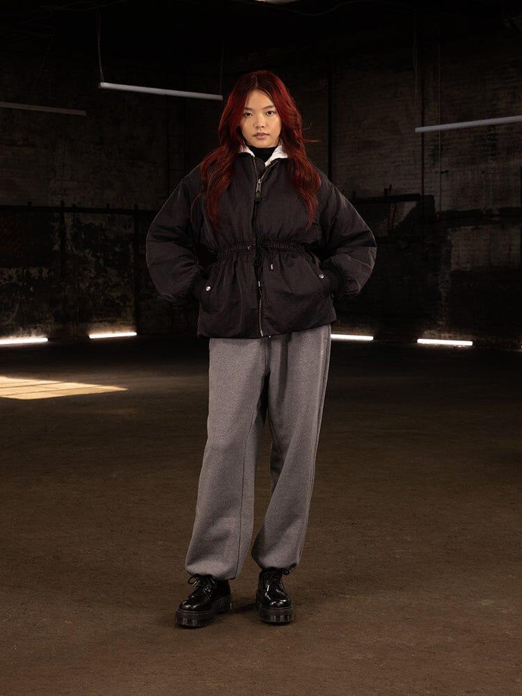 WOMEN'S SHORT CINCHED WAIST JACKET - BLACK / L Product Image