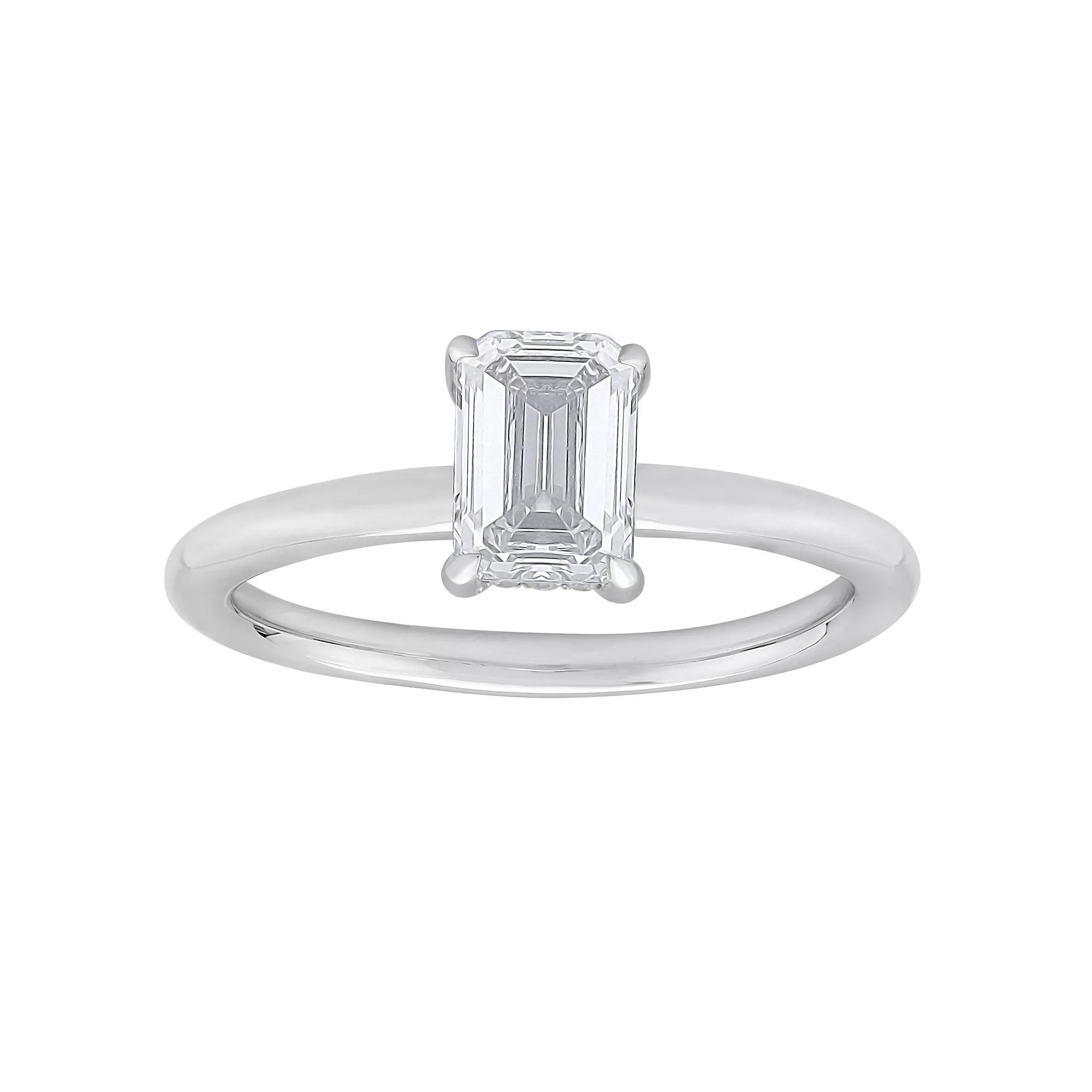 Diamond Medley 14k White Gold 1 Carat T.W. Lab-Grown Diamond Solitaire Plus Ring, Women's, Size: 7, 14k Whgold Product Image