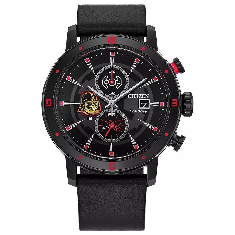 Citizen Eco-Drive Mens Star Wars Darth Vader Black Leather Strap Watch Product Image