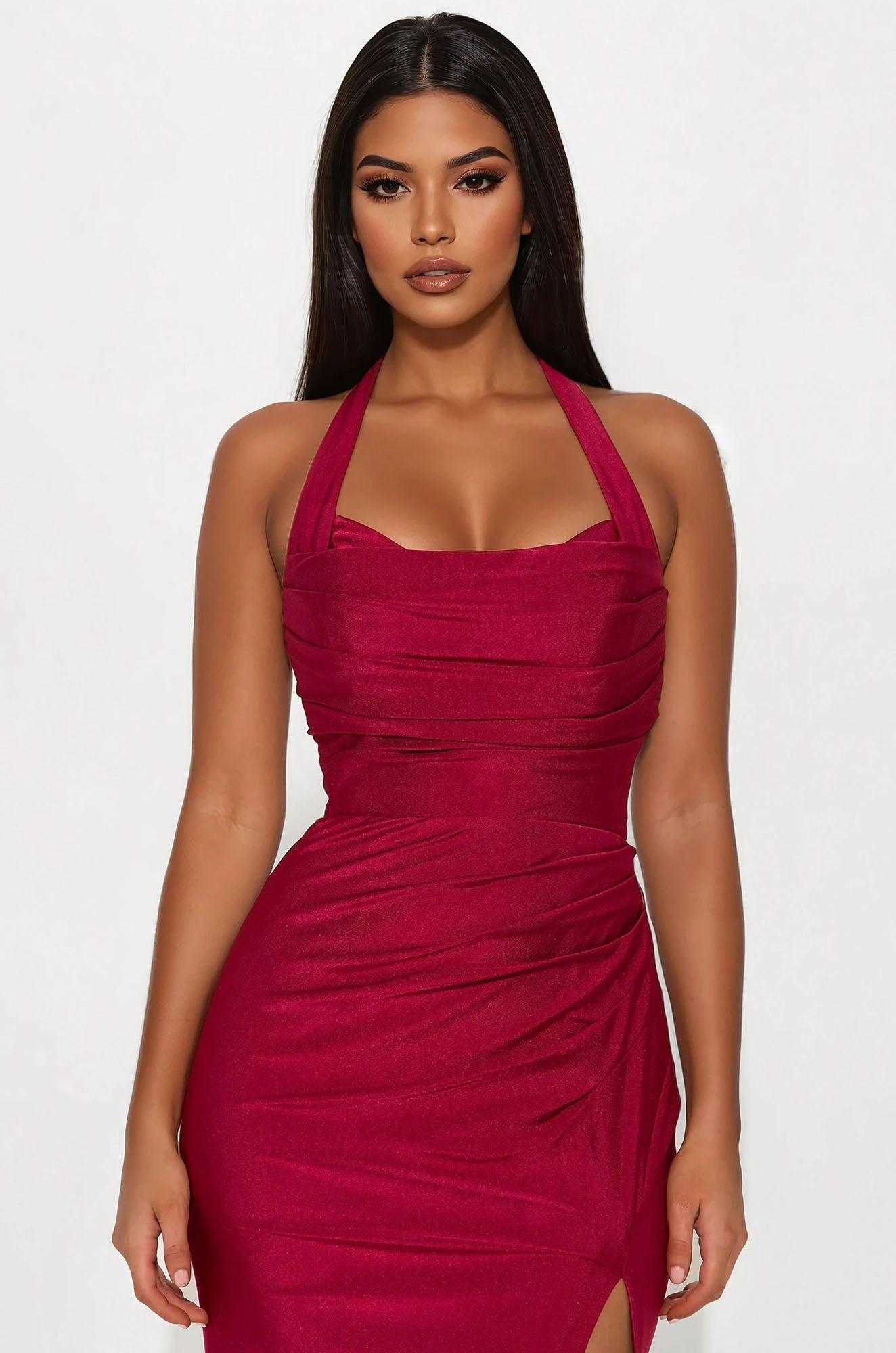 Endless Night Ruched Gown - Wine Product Image