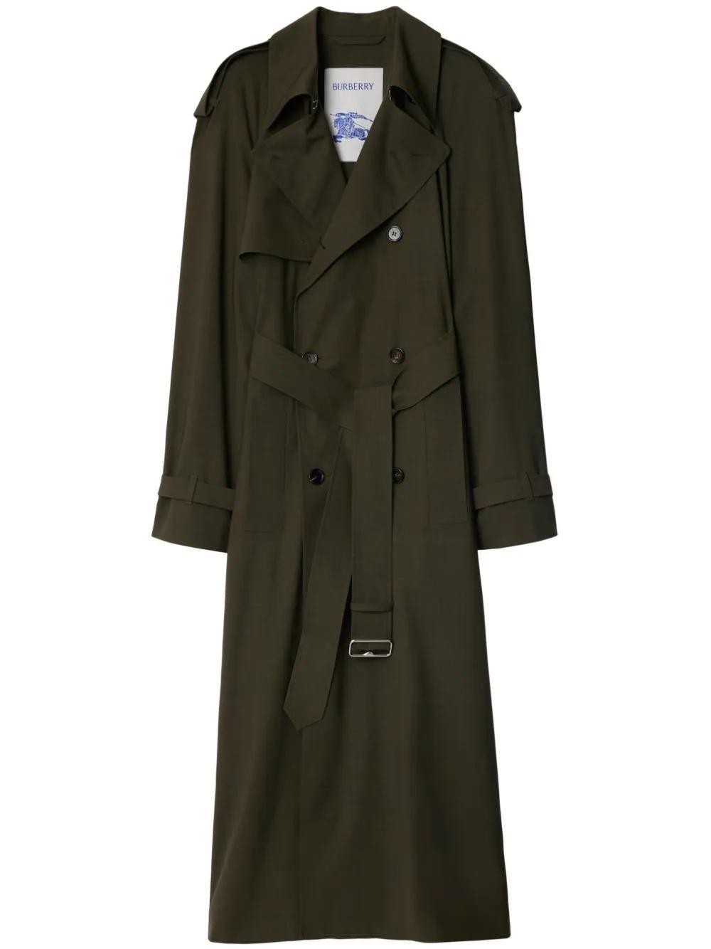 belted double-breasted trench coat Product Image