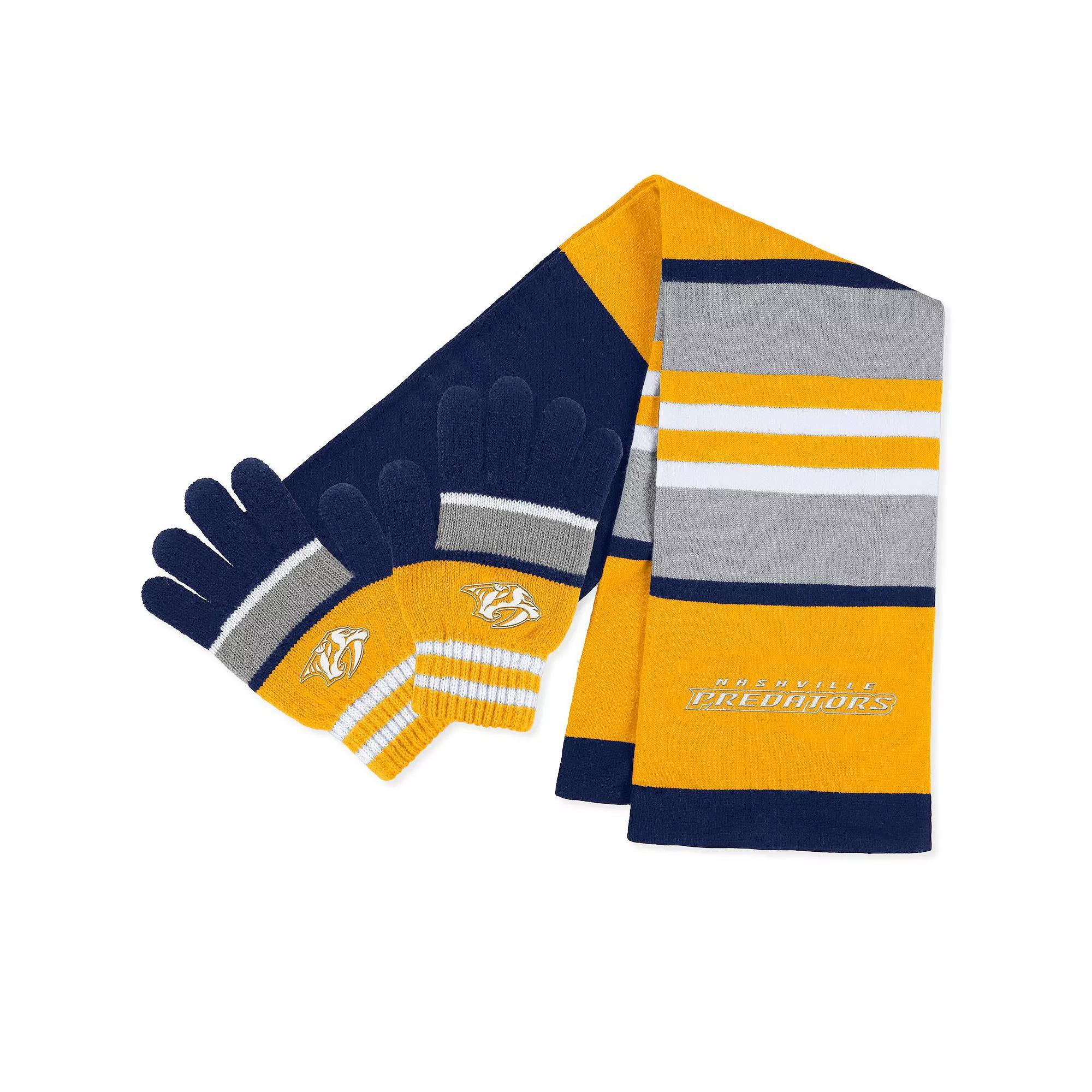 Women's WEAR by Erin Andrews Nashville Predators Stripe Glove & Scarf Set, Pdt Team Product Image
