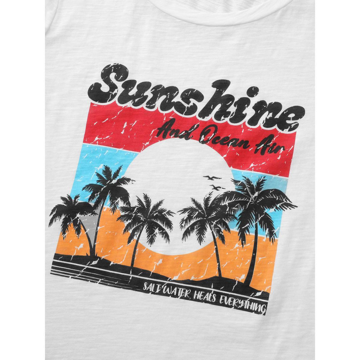 Plus Size Vacation Graphic Round Neck T-shirt White Women Resort Non Tropical Vacation T-shirts BloomChic 14-16/1X Product Image