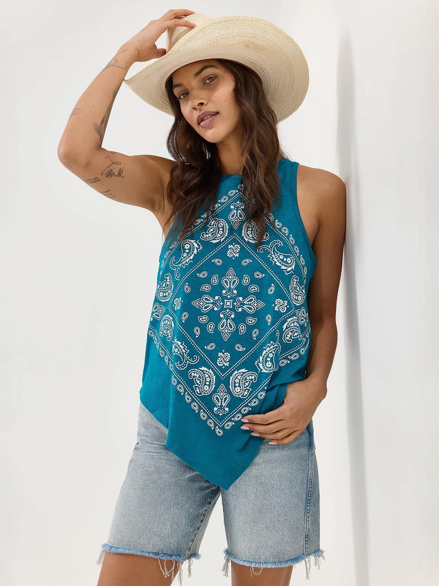 Women's Wrangler Bandana Diamond Front Tank | Women's TOPS | Wrangler® Product Image