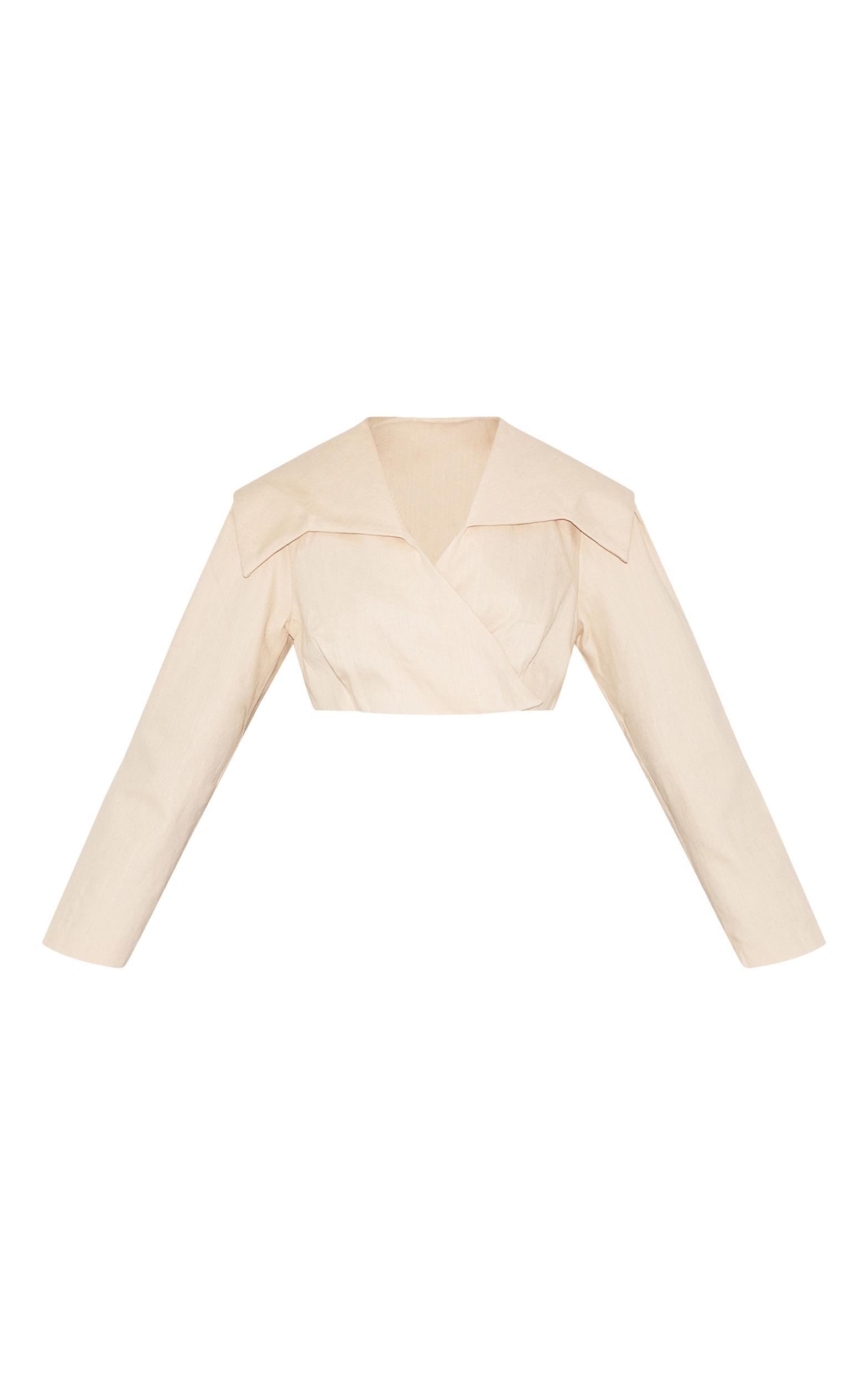 Sand Cross Over Asymmetric Cropped Jacket Product Image