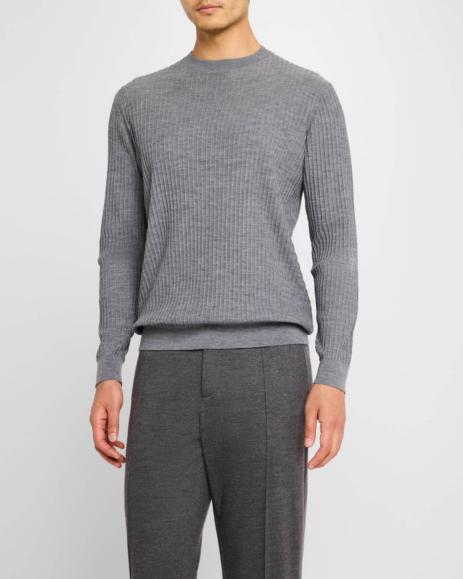 Men's Vertical Stripe Knit Crewneck Sweater Product Image
